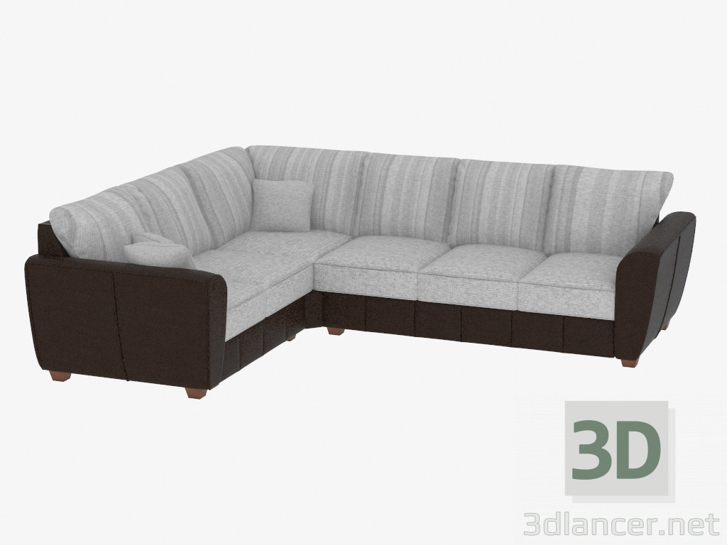 3D Modell Ecksofa mit kombinierter Polsterung (2C3) - Vorschau