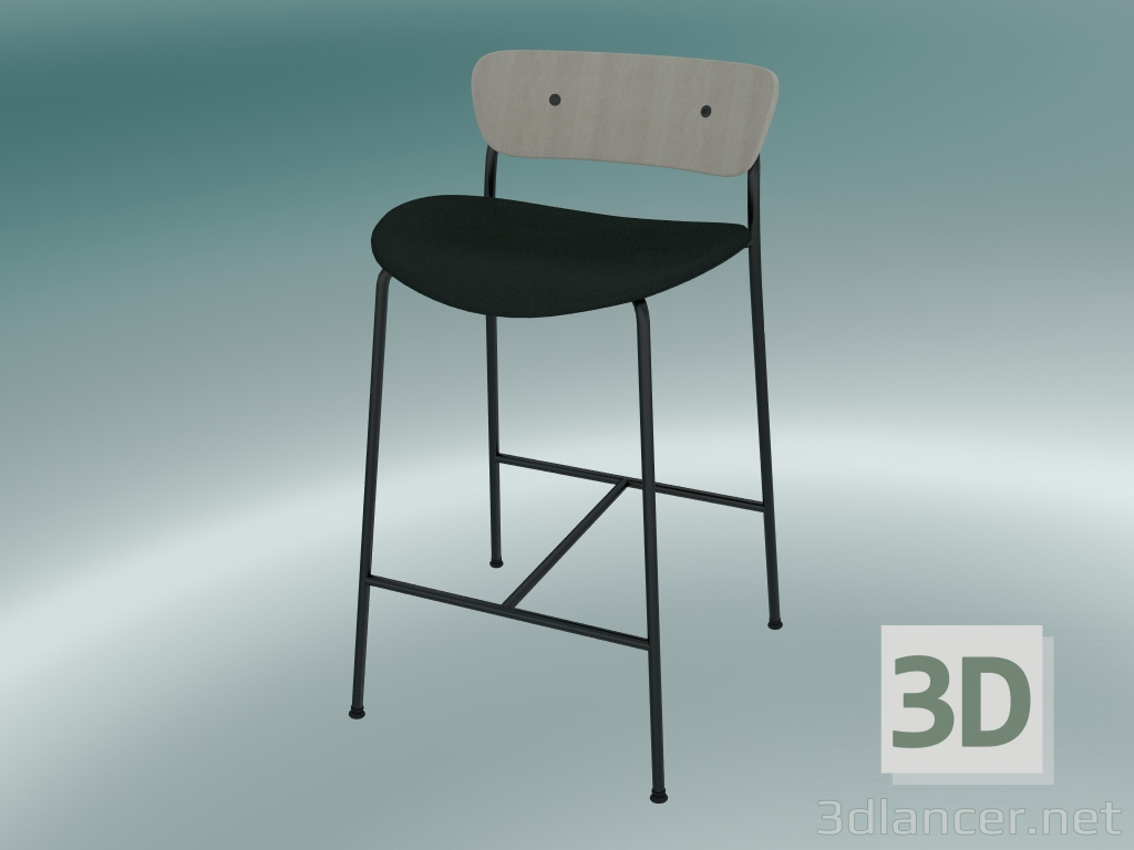 modello 3D Sgabello da bar Pavilion (AV8, H 85cm, 48х50cm, Rovere laccato, Velvet 1 Forest) - anteprima