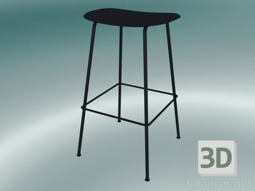 3D Modell Barhocker mit Fiberrohrgestell (H 75 cm, Schwarz) - Vorschau