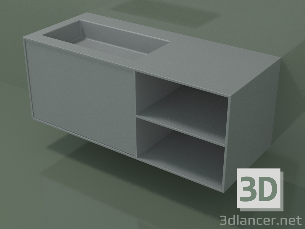 Modelo 3d Lavatório com gaveta e compartimento (06UC734S2, cinza prateado C35, L 120, P 50, H 48 cm) - preview