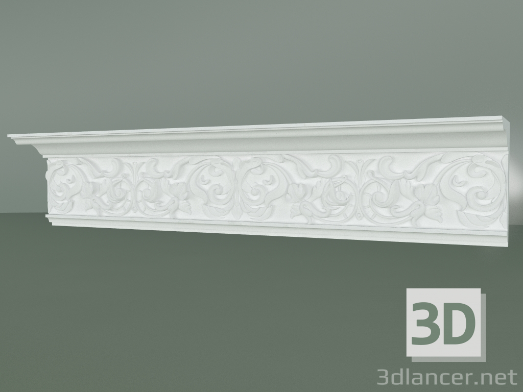 modello 3D Cornicione in gesso con ornamento KV088 - anteprima