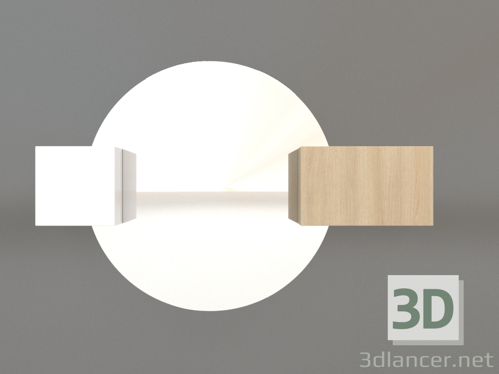 modello 3D Specchio ZL 07 (750х500, legno bianco, bianco) - anteprima