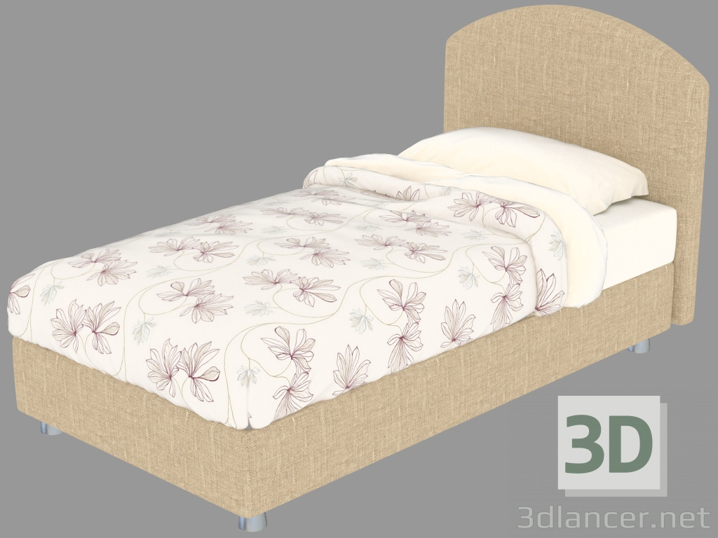 3D Modell Einzelbett Magnolie - Vorschau