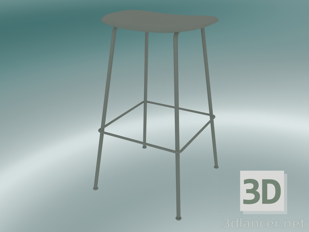 3d model Taburete de bar con base de tubo de fibra (H 75 cm, gris) - vista previa