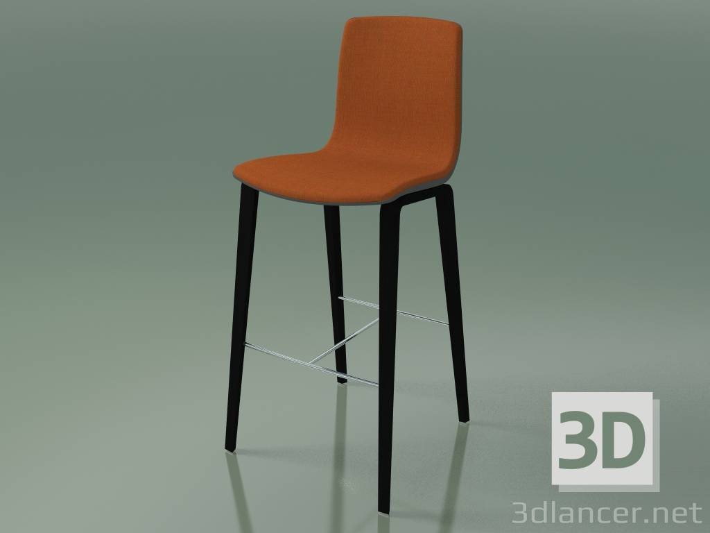 3d model Taburete de bar 3998 (4 patas de madera, polipropileno, con moldura frontal, abedul negro) - vista previa