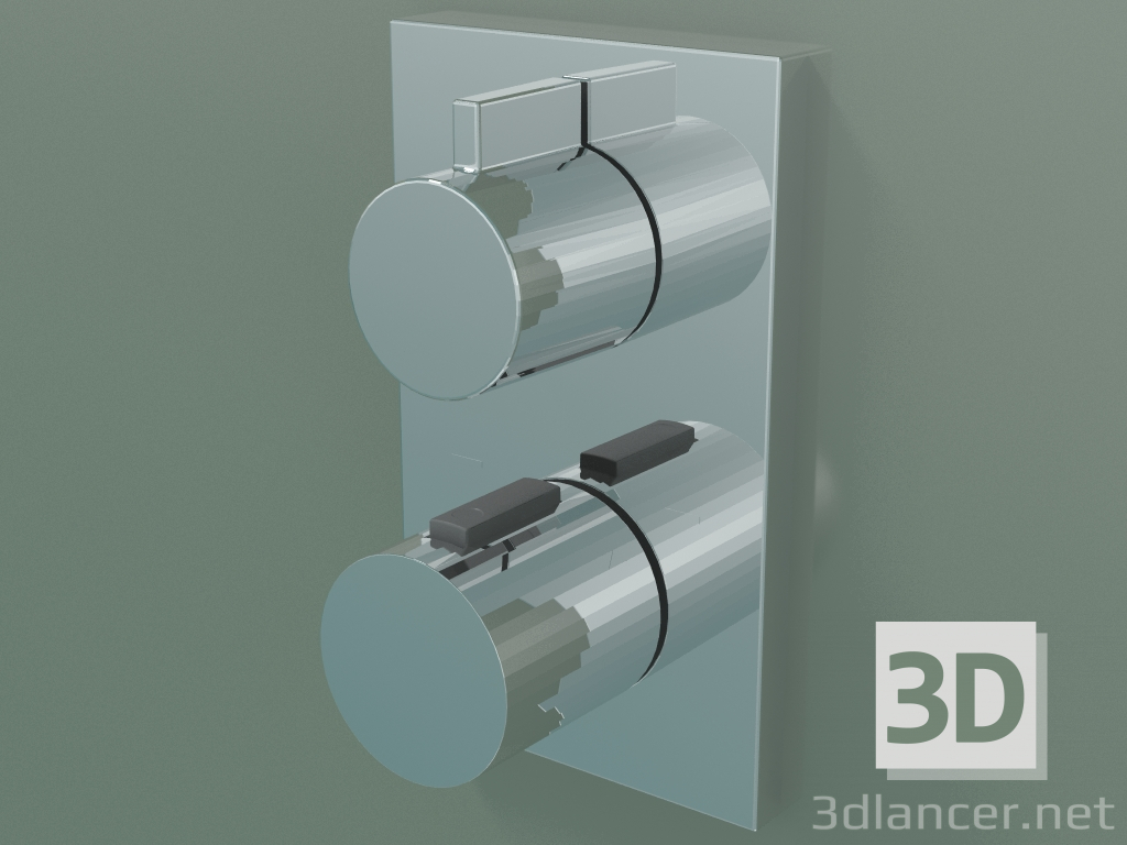 Modelo 3d Termostato embutido para chuveiro e banheira, com dois pontos de saída (36 426 670-000010) - preview