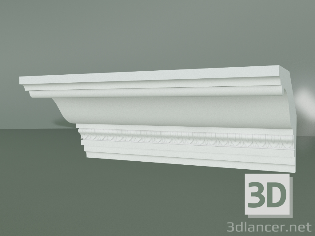 modello 3D Cornicione in gesso con ornamento KV090 - anteprima