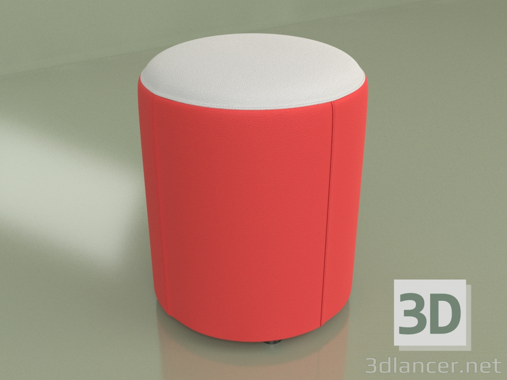 Modelo 3d Pouf Molecule (couro vermelho-branco) - preview