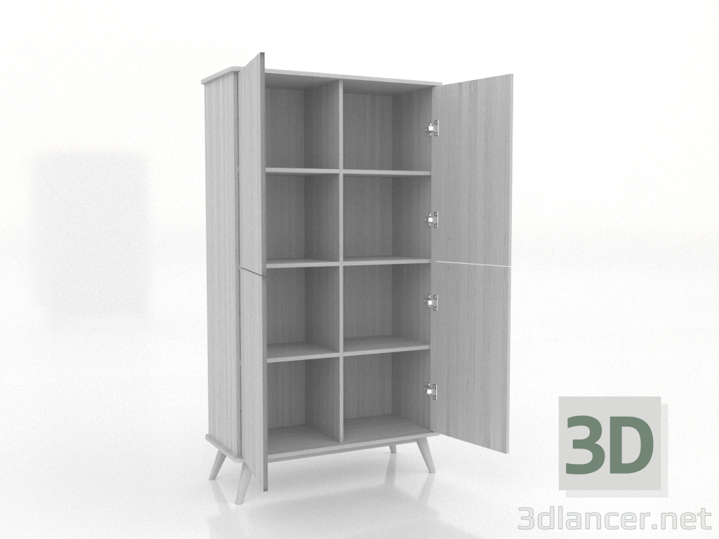modello 3D Armadio 5 1000x450x1800 mm (aperto, bianco RAL 9010) - anteprima modello 3D Armadio 5 1000x450x1800 mm (aperto, bianco RAL 9010) - anteprima