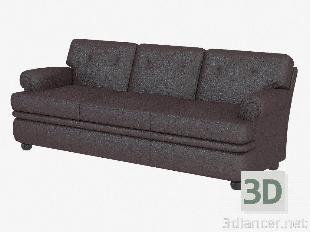 3D Modell Ledersofa dreifach klassisch - Vorschau