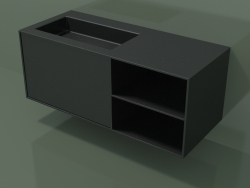 Washbasin with drawer and compartment (06UC734S2, Deep Nocturne C38, L 120, P 50, H 48 cm)