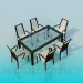 3d model Set-table with chairs - preview