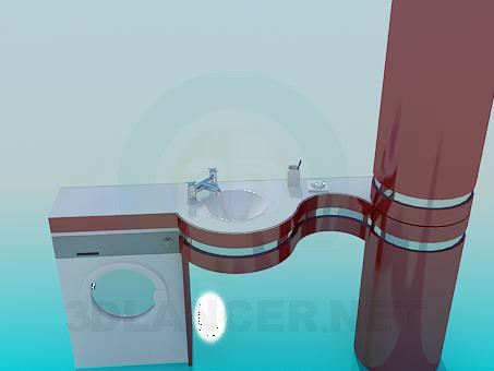 3d model Lavabo con contador - vista previa