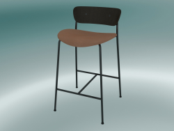 Bar stool Pavilion (AV8, H 85cm, 48х50cm, Walnut, Leather - Cognac Silk)