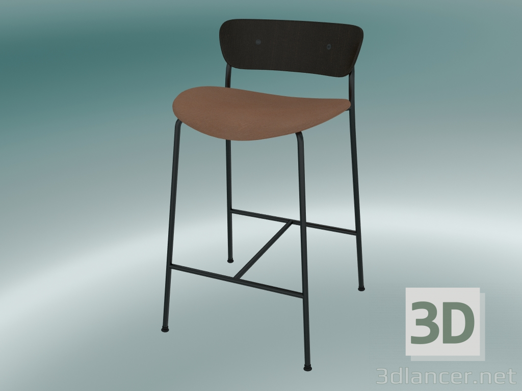 Modelo 3d Banqueta de bar Pavilion (AV8, A 85cm, 48х50cm, Noz, Couro - Cognac Silk) - preview