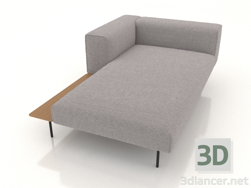 3D Modell Chaiselongue mit Armlehne und Ablage links - Vorschau