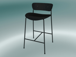 Tabouret de bar Pavilion (AV8, H 85cm, 48х50cm, Chêne teinté noir, Cuir - Soie noire)