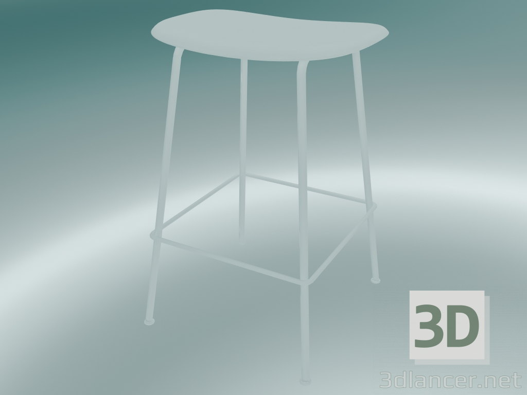 3d model Taburete de bar con base de tubo de fibra (H 65 cm, blanco) - vista previa