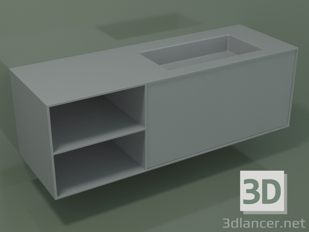 3d model Lavabo con cajón y compartimento (06UC834D2, Silver Grey C35, L 144, P 50, H 48 cm) - vista previa