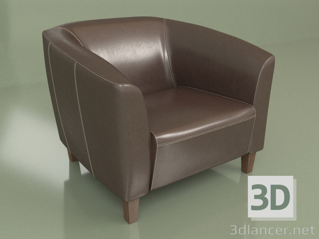 3d model Sillón Oxford (cuero marrón) - vista previa