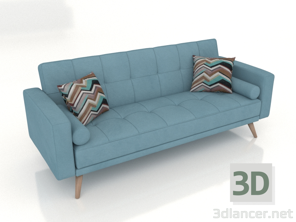 3d model Sofá cama Scandinavia (azul) - vista previa