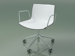 Chair 0213 (5 wheels, with armrests, chrome, two-tone polypropylene)