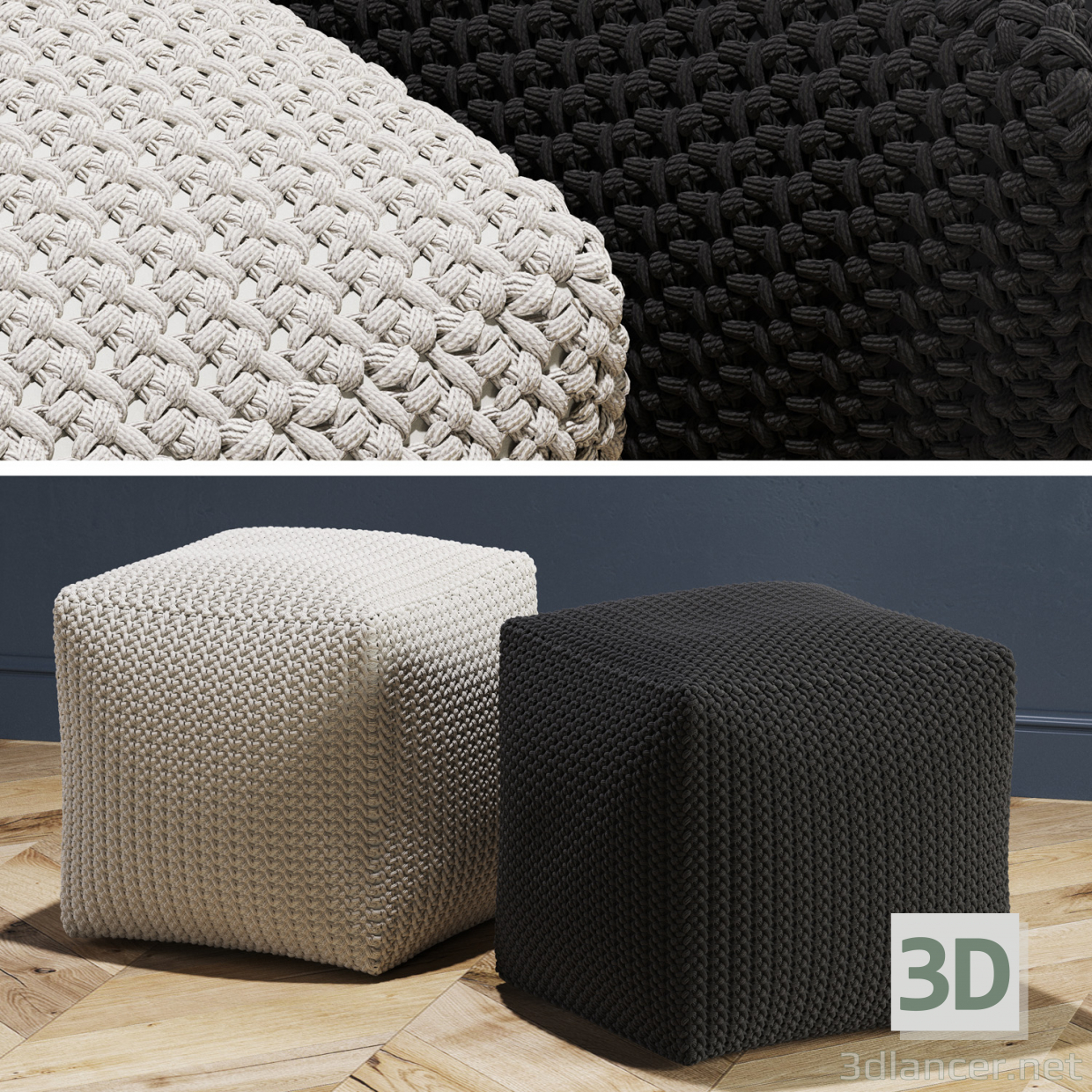 modello 3D Pouf - anteprima