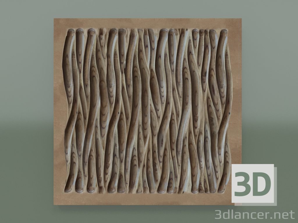 Modelo 3d Painel de madeira - preview