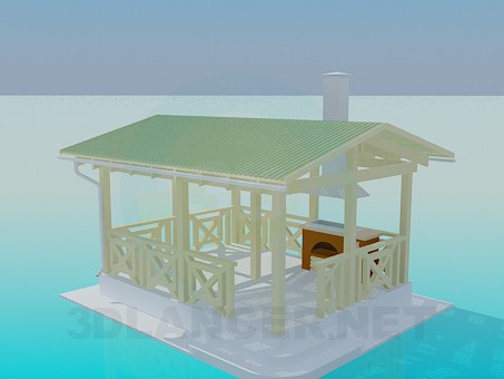 modello 3D Una casa estiva con barbecue - anteprima