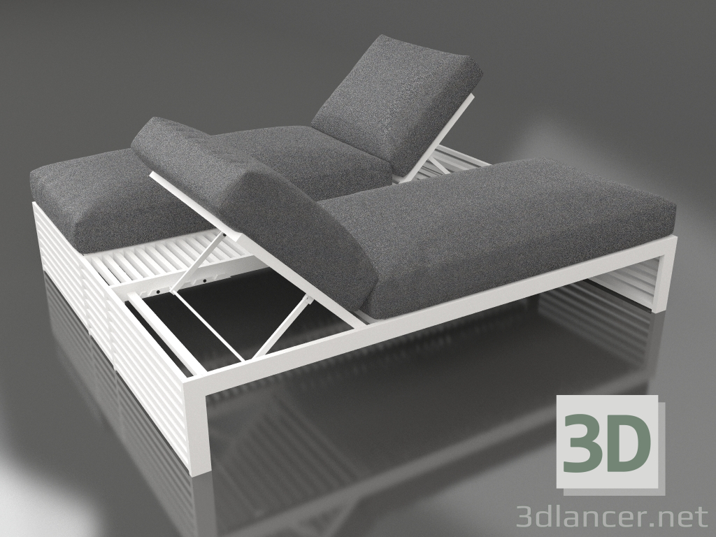 3d model Cama doble para relax (Blanco) - vista previa