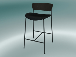 Taburete de bar Pavilion (AV8, H 85cm, 48х50cm, Nogal, Cuero - Seda negra)