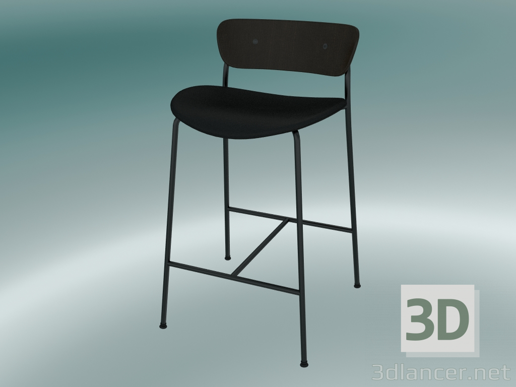 3D modeli Bar taburesi Pavyonu (AV8, H 85cm, 48х50cm, Ceviz, Deri - Siyah İpek) - önizleme