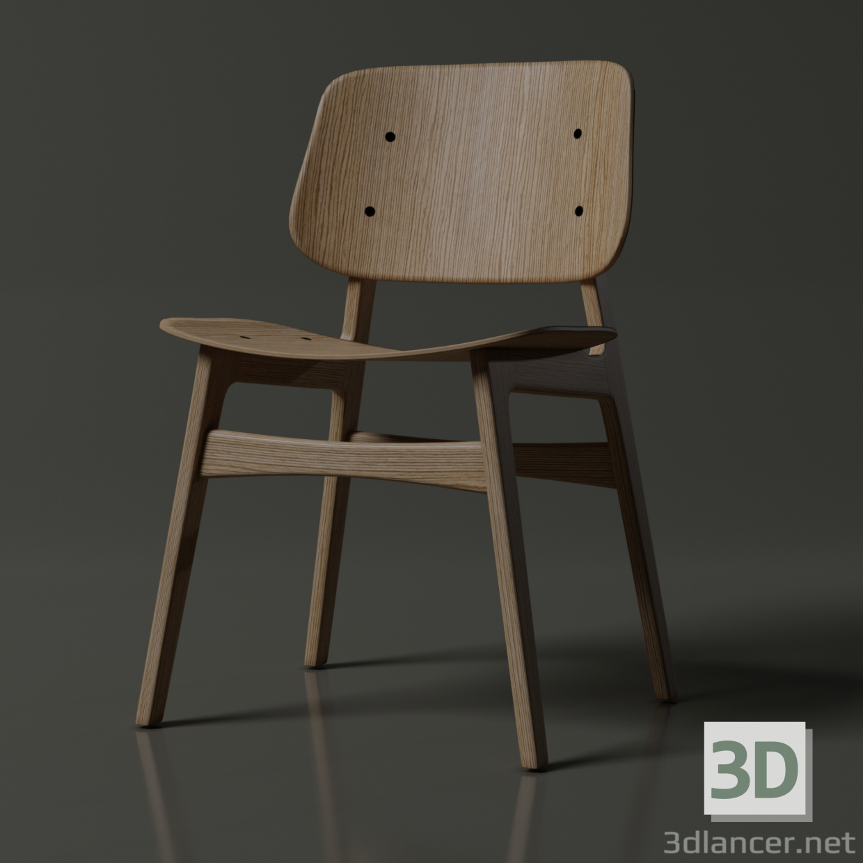 modèle 3D de Chaise en bois acheter - rendu