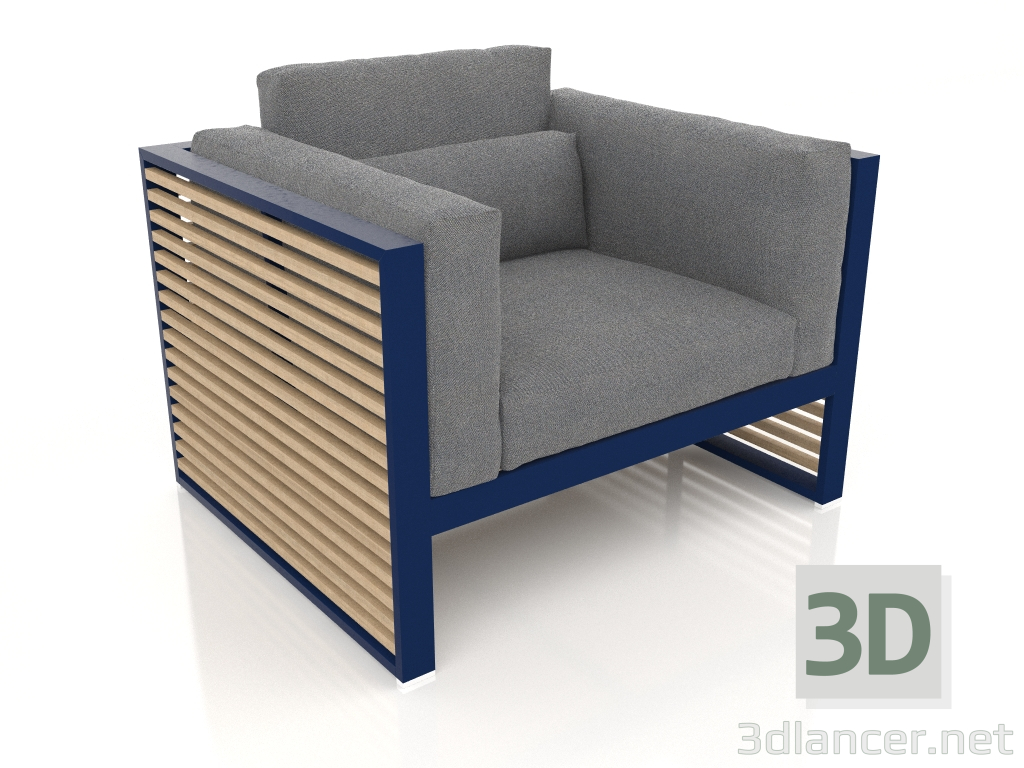 3d model Sillón con respaldo alto (Azul noche) - vista previa