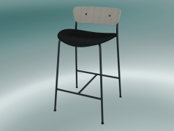 Taburete de bar Pavilion (AV8, H 85cm, 48х50cm, Roble lacado, Cuero - Seda negra)