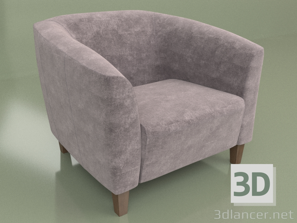 Modelo 3d Poltrona Oxford (veludo) - preview