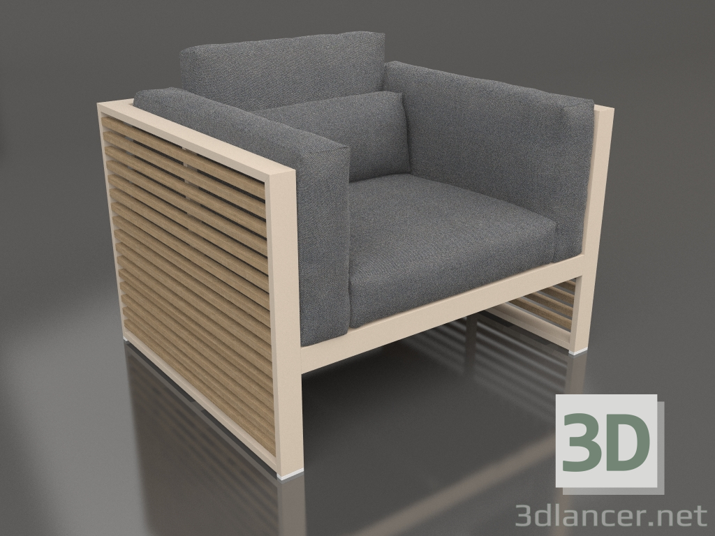 modello 3D Poltrona lounge con schienale alto (Sabbia) - anteprima