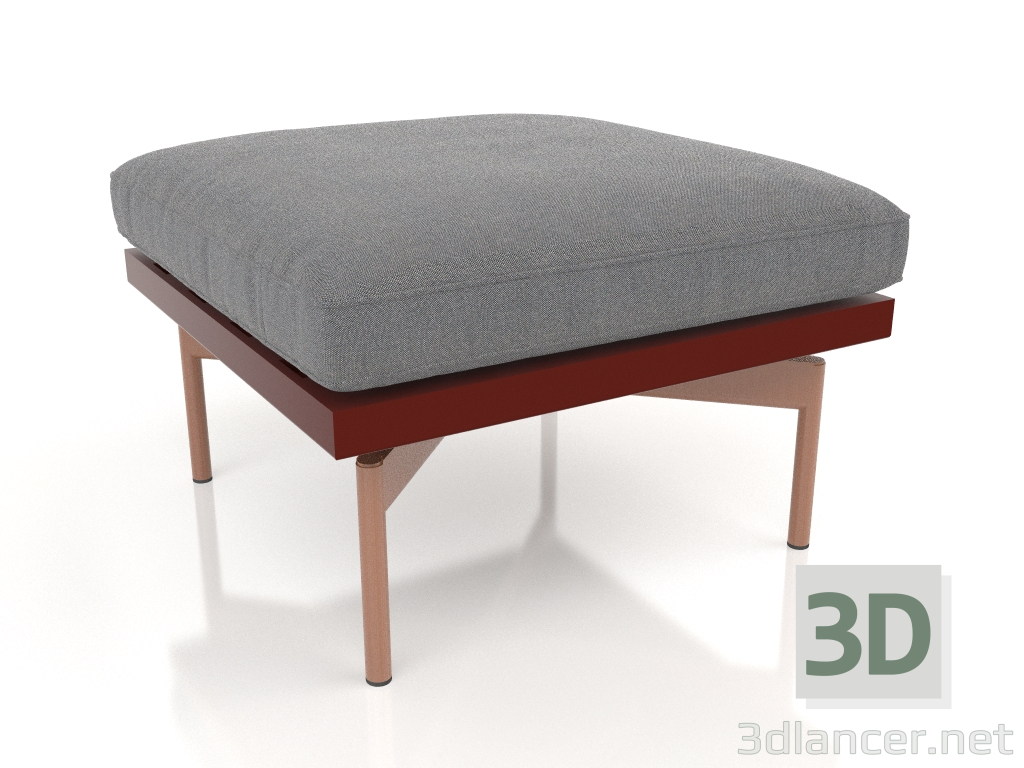 modello 3D Pouf per poltrona club (Rosso vino) - anteprima