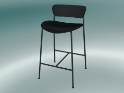 Bar stool Pavilion (AV8, H 85cm, 48х50cm, Black lacquered oak, Leather - Black Silk)