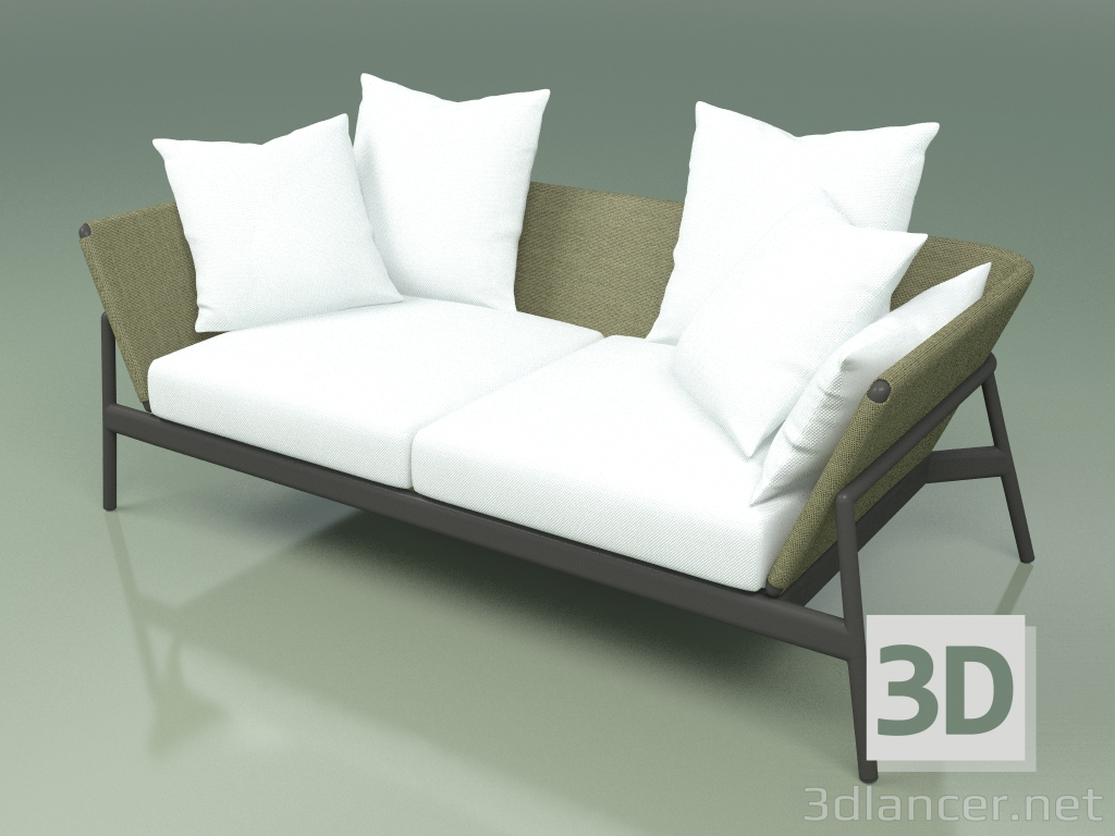 3d model Sofá 002 (Metal Ahumado, Batyline Oliva) - vista previa