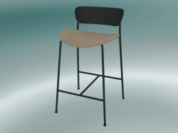 Tabouret de bar Pavilion (AV8, H 85cm, 48х50cm, Chêne laqué noir, Cuir - Soie Aniline)