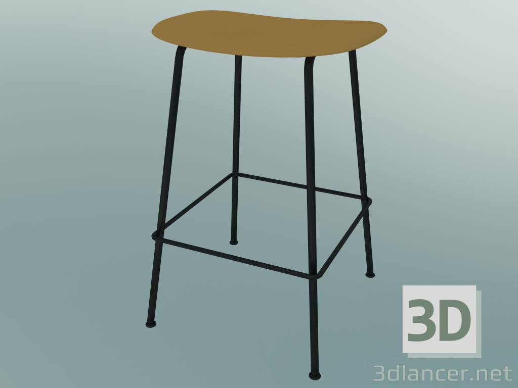 Modelo 3d Banqueta alta com base de tubo de fibra (H 65 cm, ocre, preto) - preview