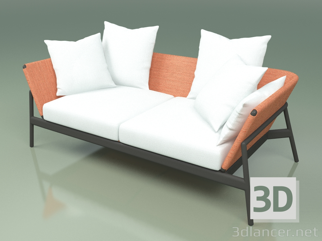 3d model Sofá 002 (Metal Ahumado, Batyline Naranja) - vista previa