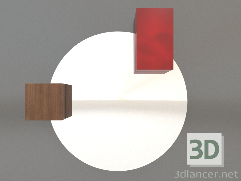 3d model Mirror ZL 07 (672х679, wood brown light, red) - preview