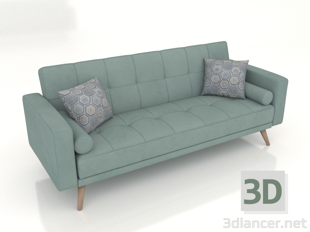 Modelo 3d Sofá cama Escandinávia (turquesa, 2ª opção) - preview