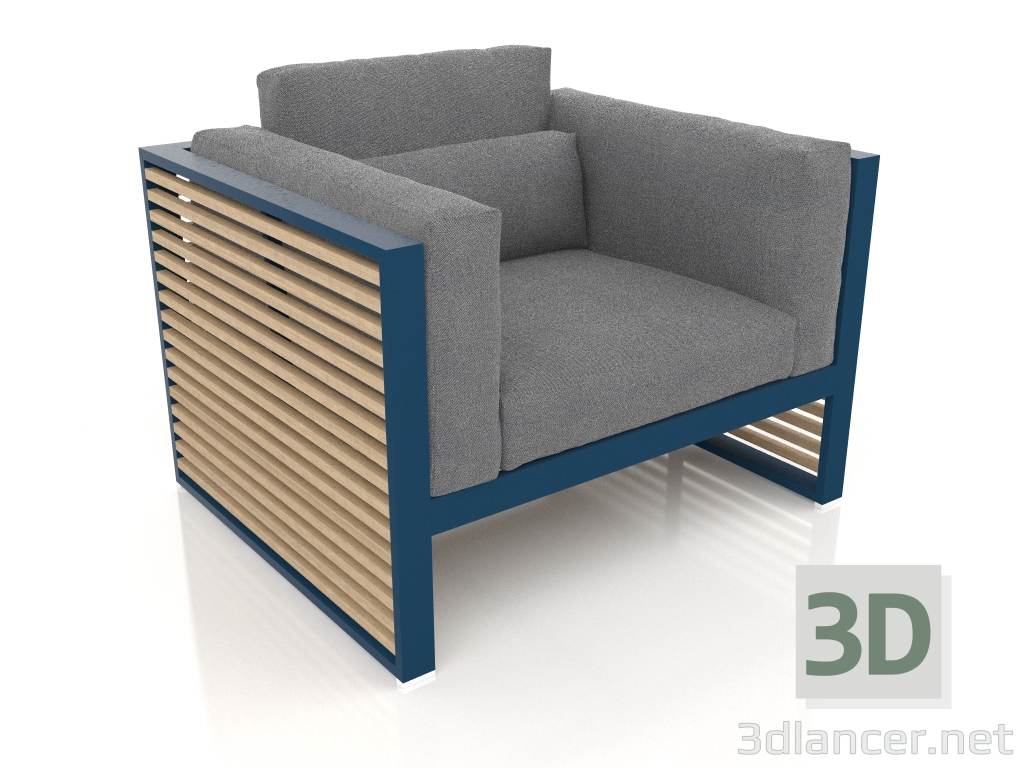 3d model Sillón con respaldo alto (Gris azul) - vista previa