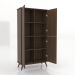 3d model Cabinet 5 1000x450x2000 mm (open, lightened ash walnut) - preview