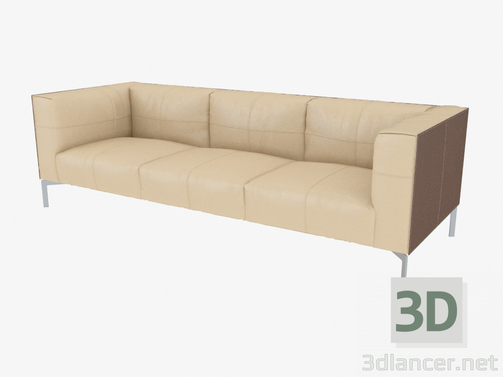 3d model sofá de cuero triple - vista previa