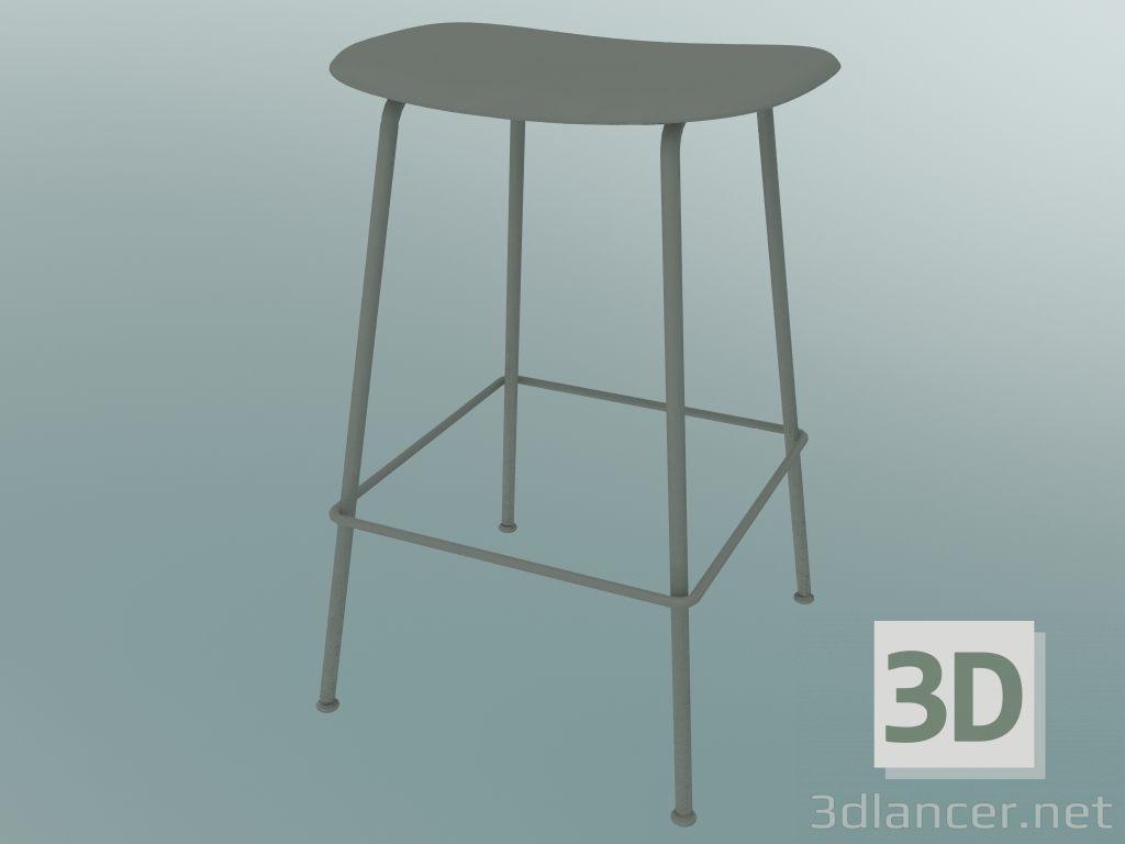 3d model Bar stool with Fiber tube base (H 65 cm, Gray) - preview