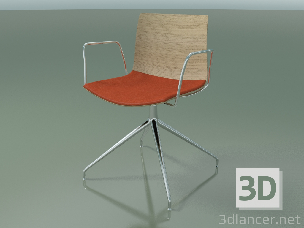 3D Modell Stuhl 0279 (drehbar, mit Armlehnen, mit Sitzkissen, LU1, gebleichte Eiche) - Vorschau